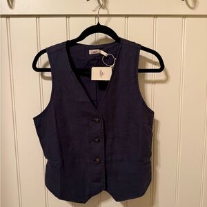 Faherty Navy Blue Women's Vest Top